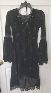 Velvety witchy hooded dress